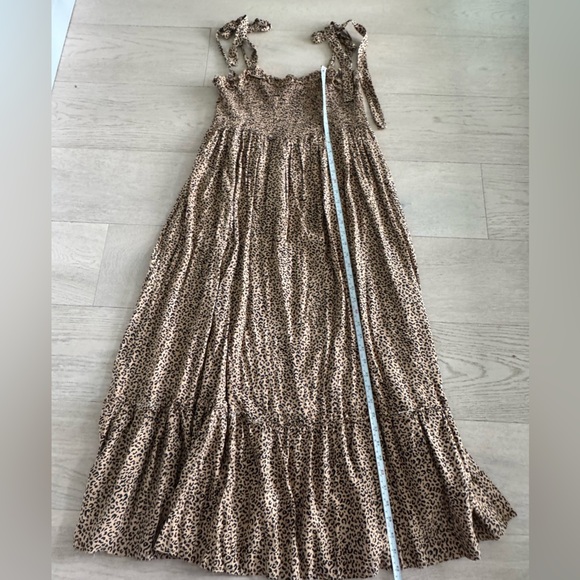 Leopard print smocked tie maxi dress size L color - Picture 6 of 6